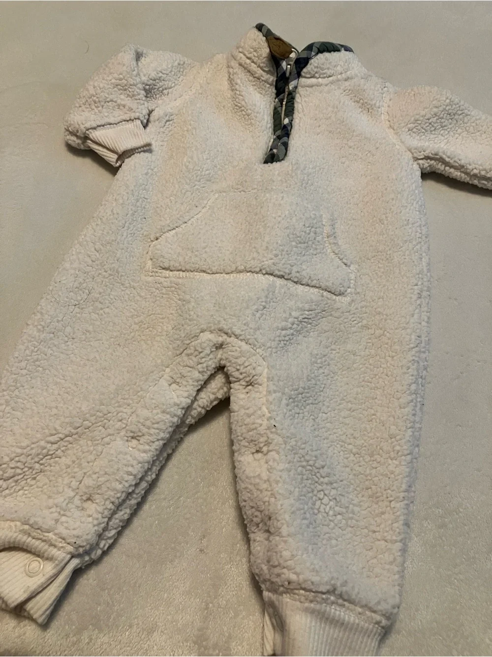 Carter's Cream Sherpa One-Piece with Kangaroo Pocket